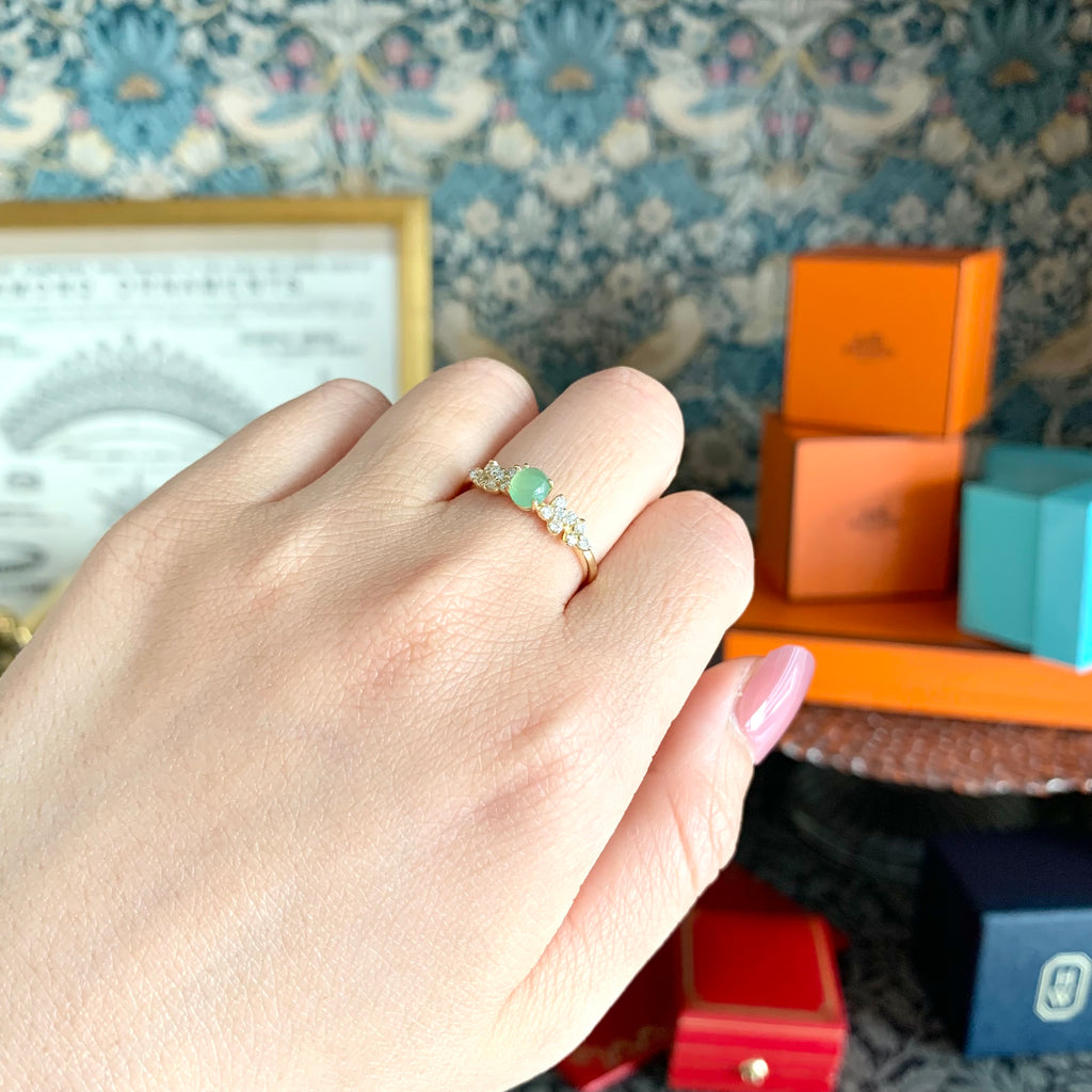 天然翡翠 天然ダイヤモンド 18金リング