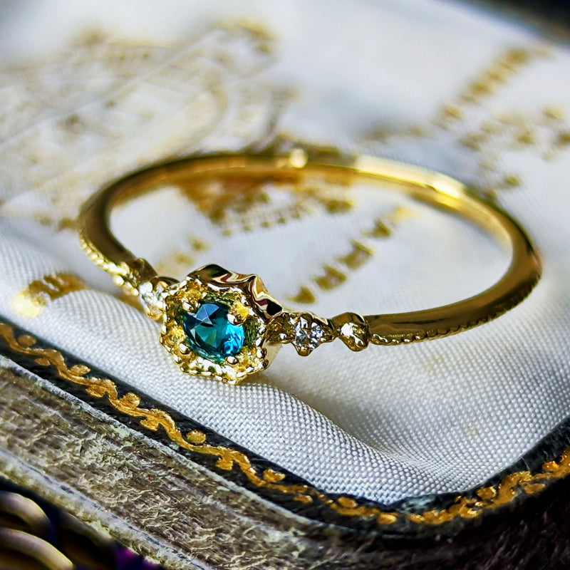 【初期の頃のルース】天然グランディディエライト 天然ダイヤモンド 18金リング