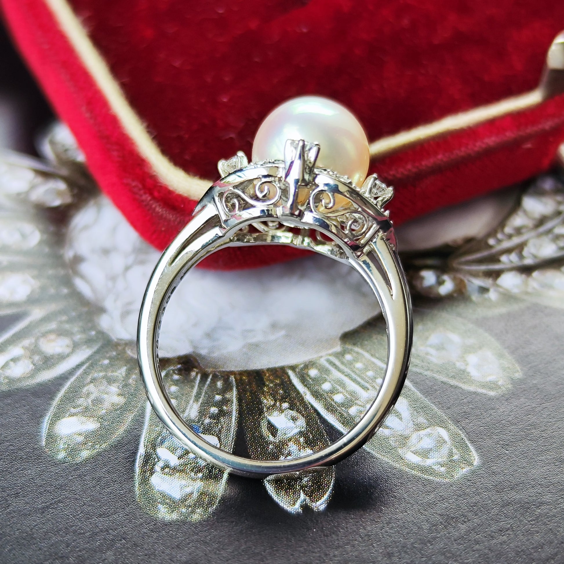 MIKIMOTO ミキモト あこや真珠 ダイヤモンド プラチナリング