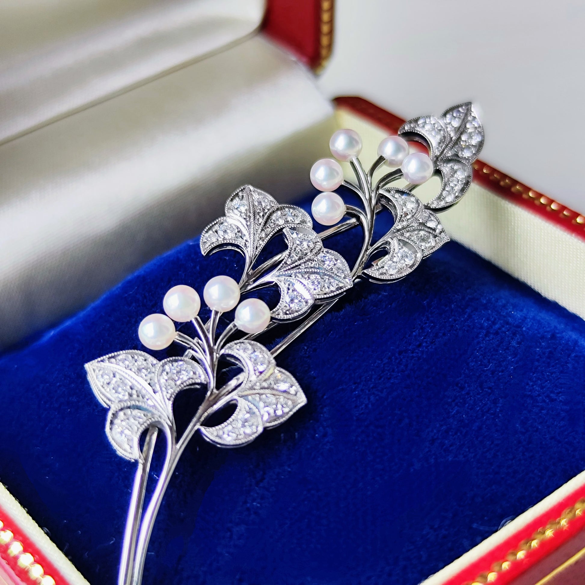 MIKIMOTO ミキモト あこや真珠 天然ダイヤモンド Ir（リジウム）ブローチ