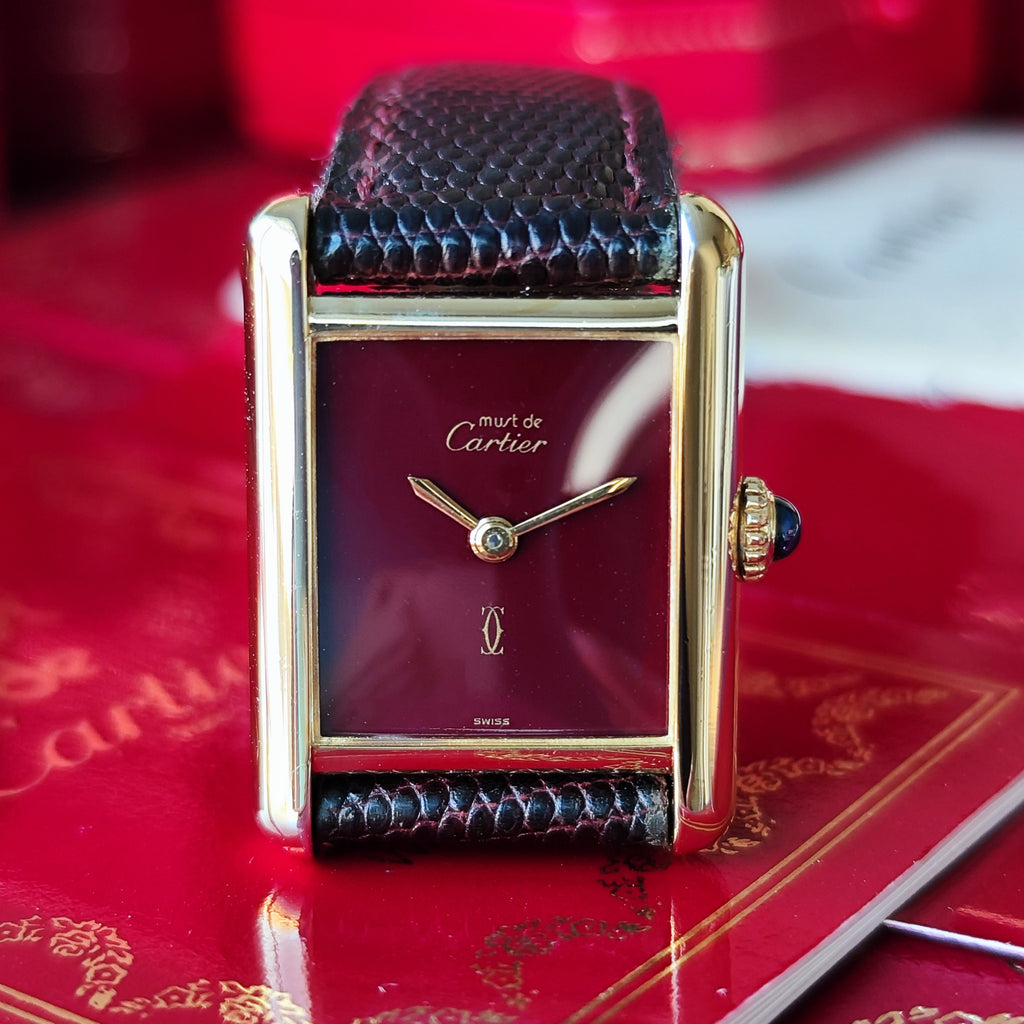 【OH済み】Cartier カルティエ マストタンク ボルドー文字盤 手巻き腕時計
