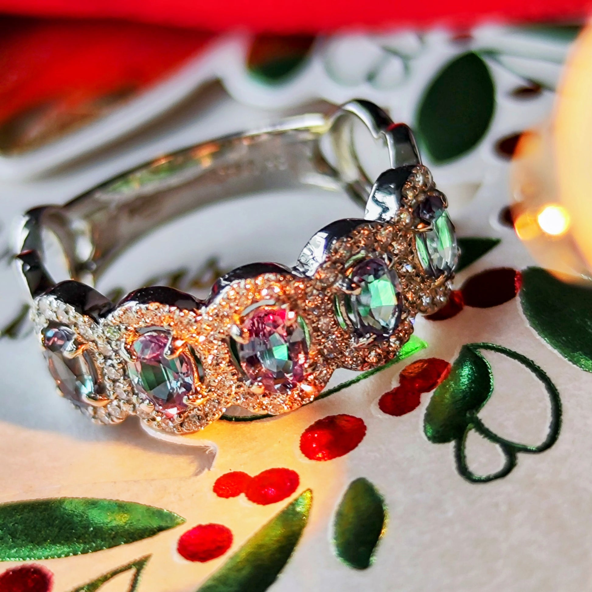 天然アレキサンドライト 0.75ct 天然ダイヤモンド プラチナリング