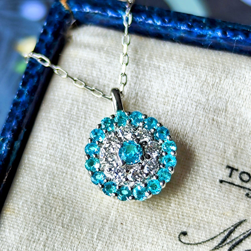 天然パライバトルマリン 天然ダイヤモンド ネックレス