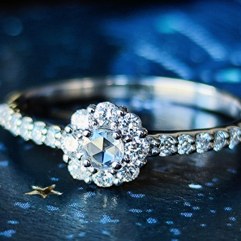 【ローズカット】天然ダイヤモンド プラチナリング