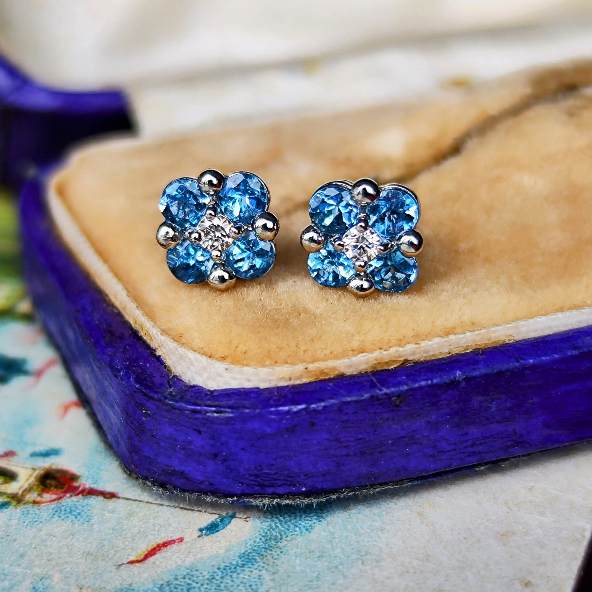 【サンタマリア】天然アクアマリン 天然ダイヤモンド プラチナピアス