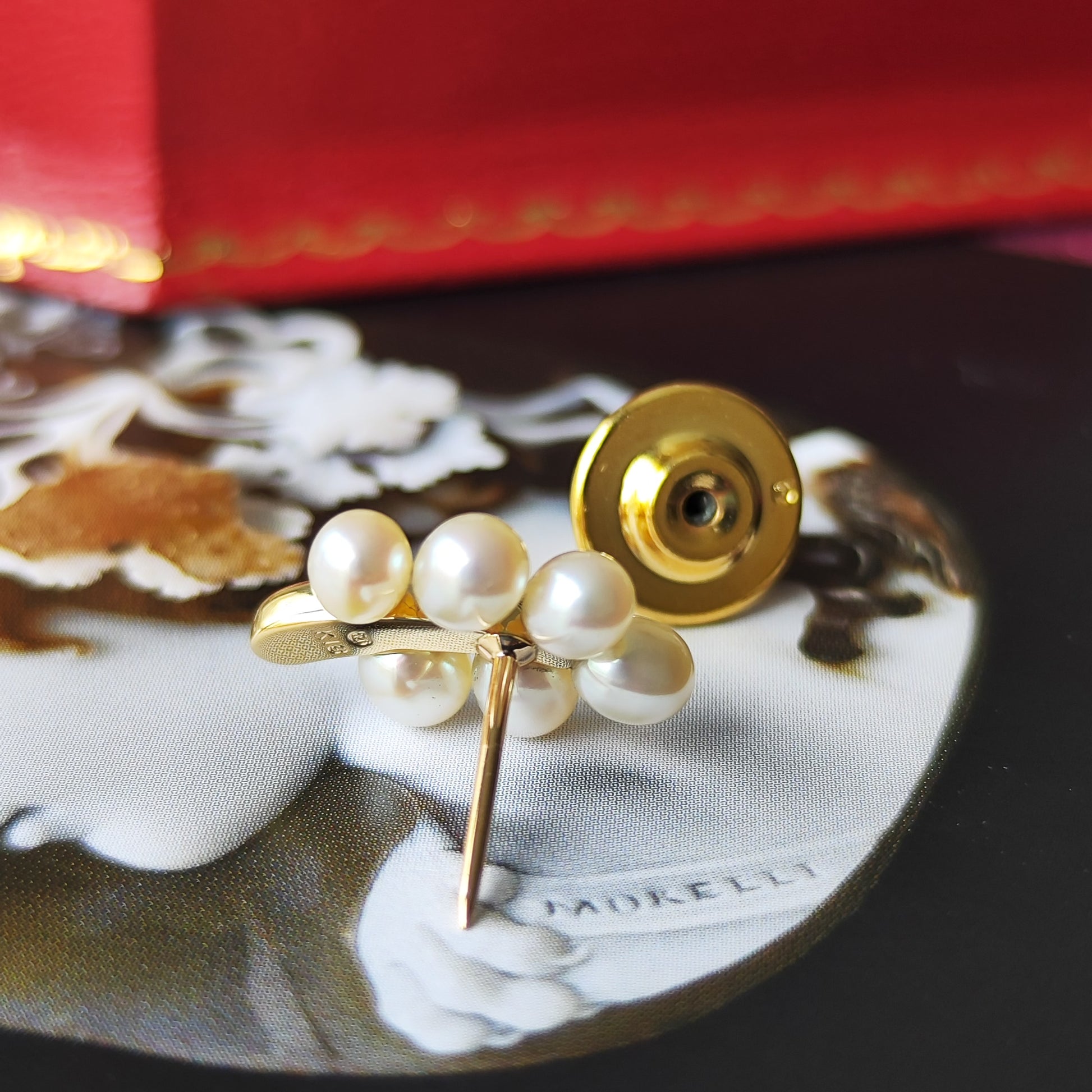 MIKIMOTO ミキモト 淡水真珠 リーフモチーフ 18金ブローチ