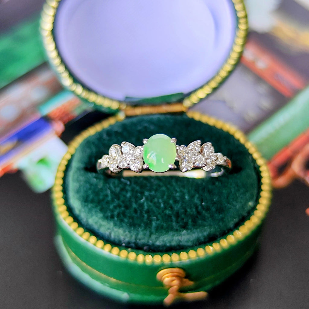 天然翡翠 天然ダイヤモンド プラチナリング