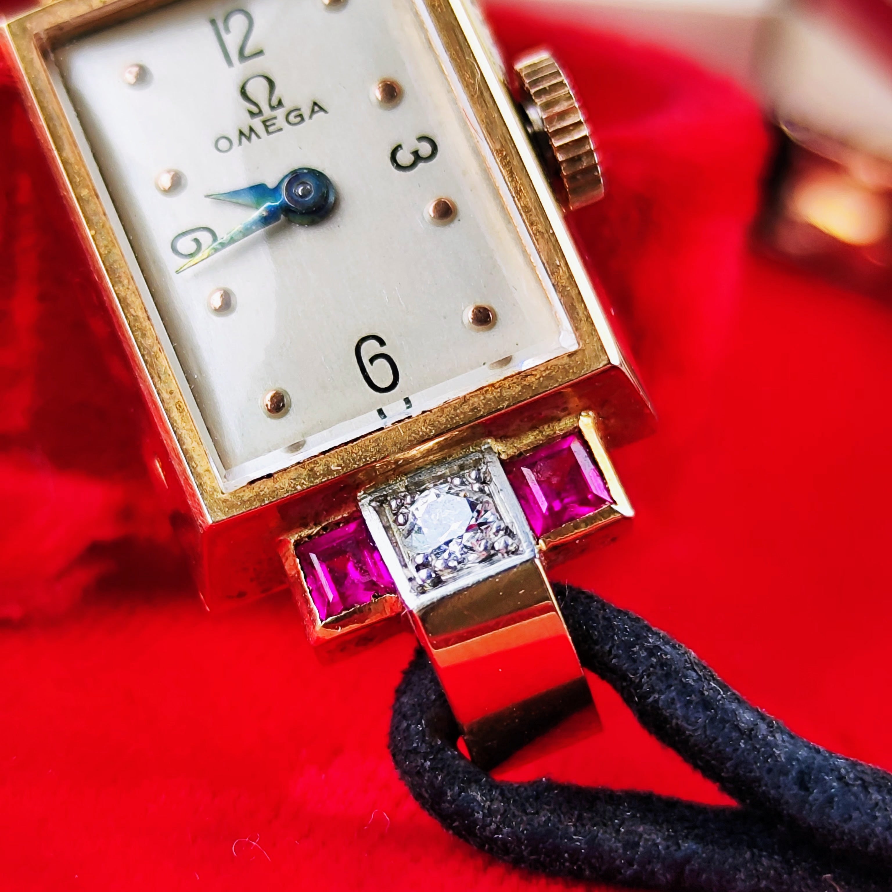 OH済み】OMEGA オメガ 天然ダイヤモンド 合成ルビー 18金無垢時計