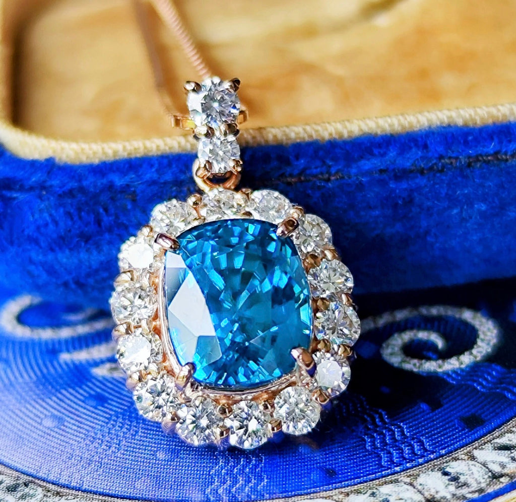 【大粒 4.76ct】天然ジルコン 天然ダイヤモンド ネックレス 18金PG