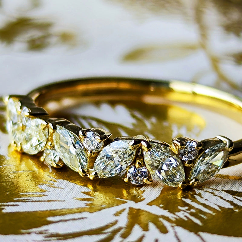 天然ダイヤモンド マーキスカット リング