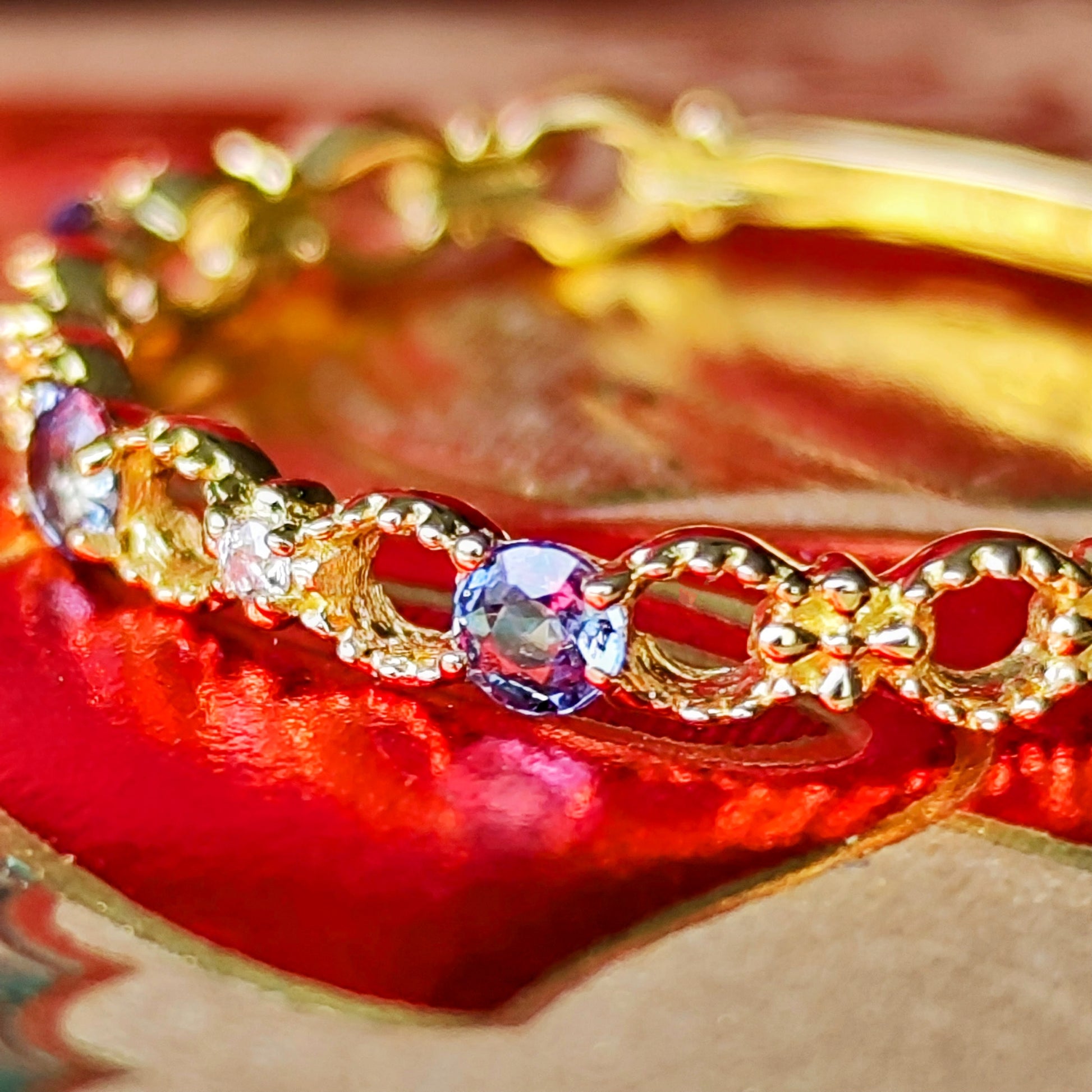 天然アレキサンドライト 天然ダイヤモンド レース リング