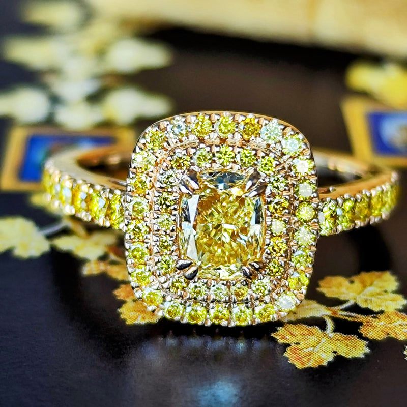 【イエローダイヤ】FANCY INTENSE YELLOW 1.0ct VS1 18金リング