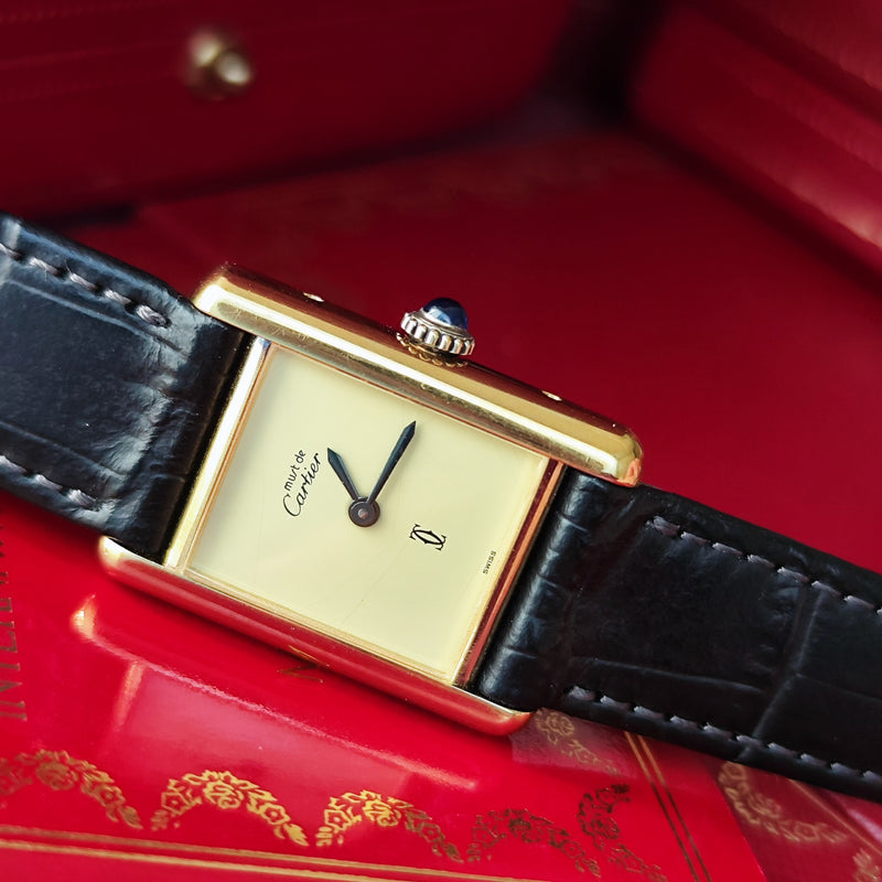 【OH済み】Cartier カルティエ マストタンク アイボリー文字盤 手巻き腕時計