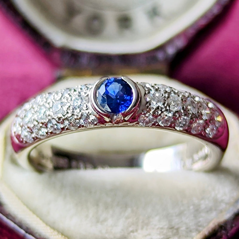 MIKIMOTO ミキモト 天然サファイア 天然ダイヤモンド パヴェリング