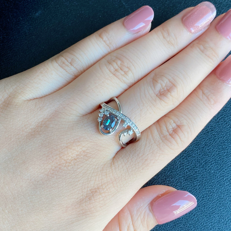 天然アレキサンドライト 0.41ct 天然ダイヤモンド リング