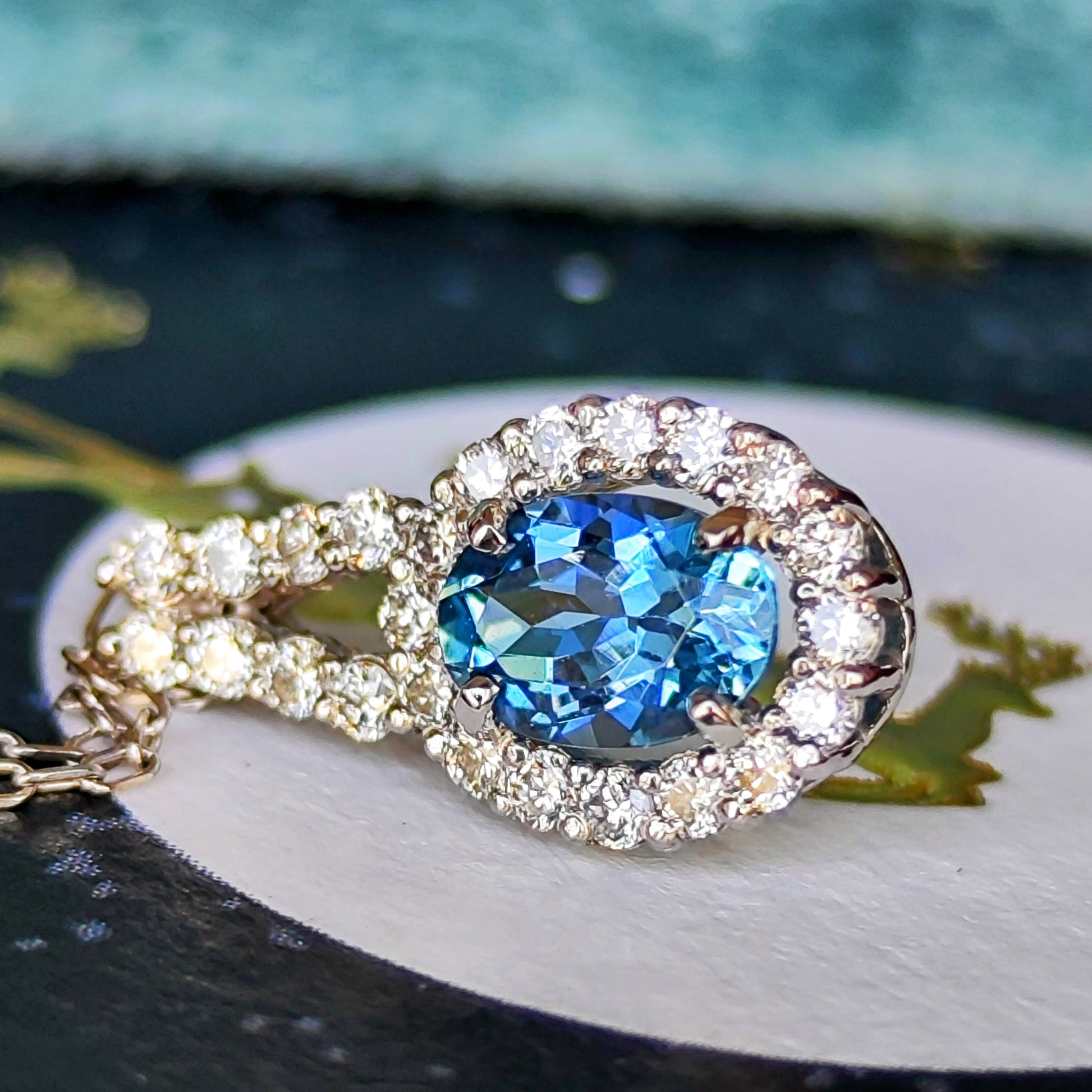 【サンタマリア】天然アクアマリン 天然ダイヤモンド ネックレス