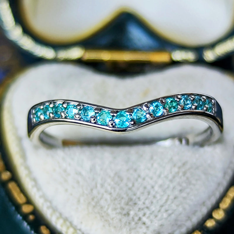 天然パライバトルマリン ハーフエタニティリング プラチナ