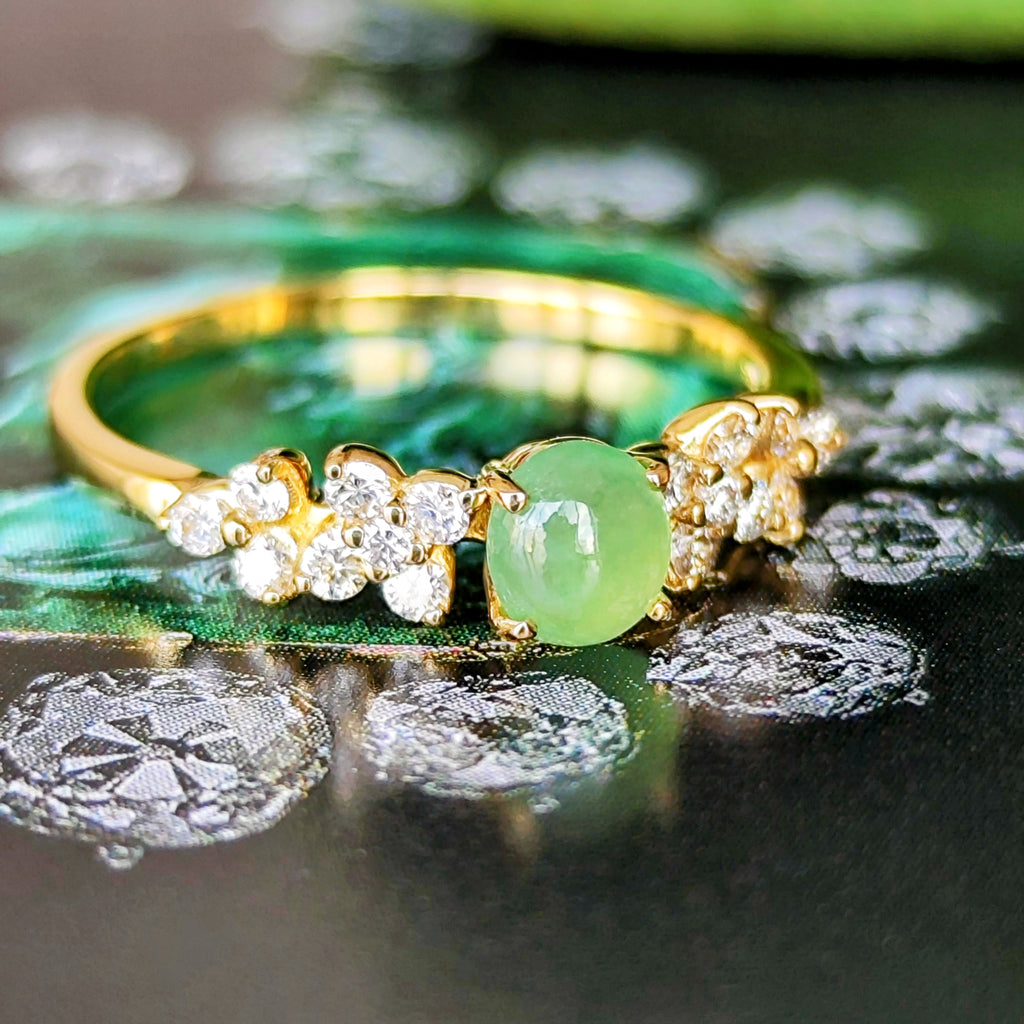 天然翡翠 天然ダイヤモンド 18金リング