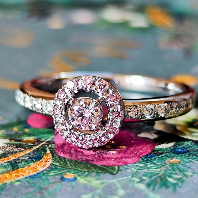 【ピンクダイヤ】TASAKI 田崎真珠 FANCY LIGHT PURPLISH PINK 18金WG リング