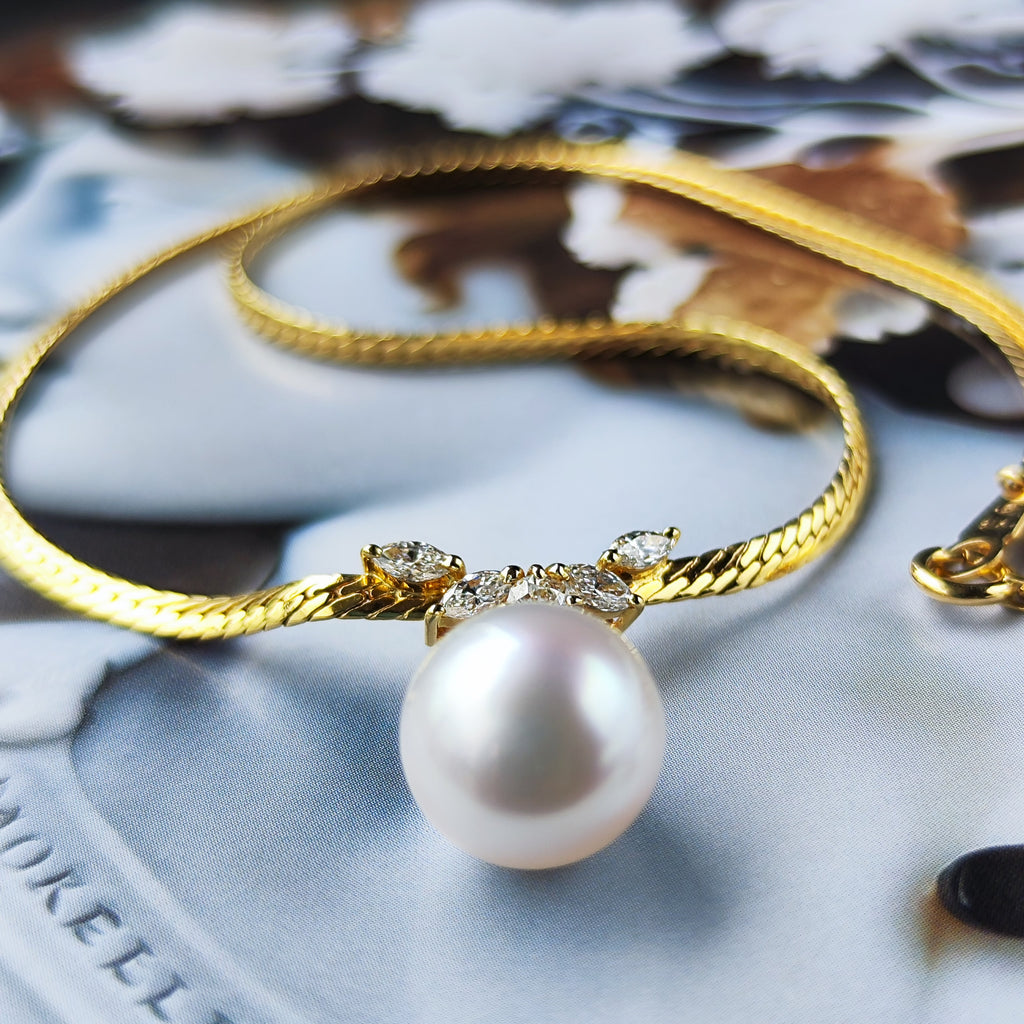 MIKIMOTO ミキモト 白蝶真珠 ダイヤモンド ネックレス