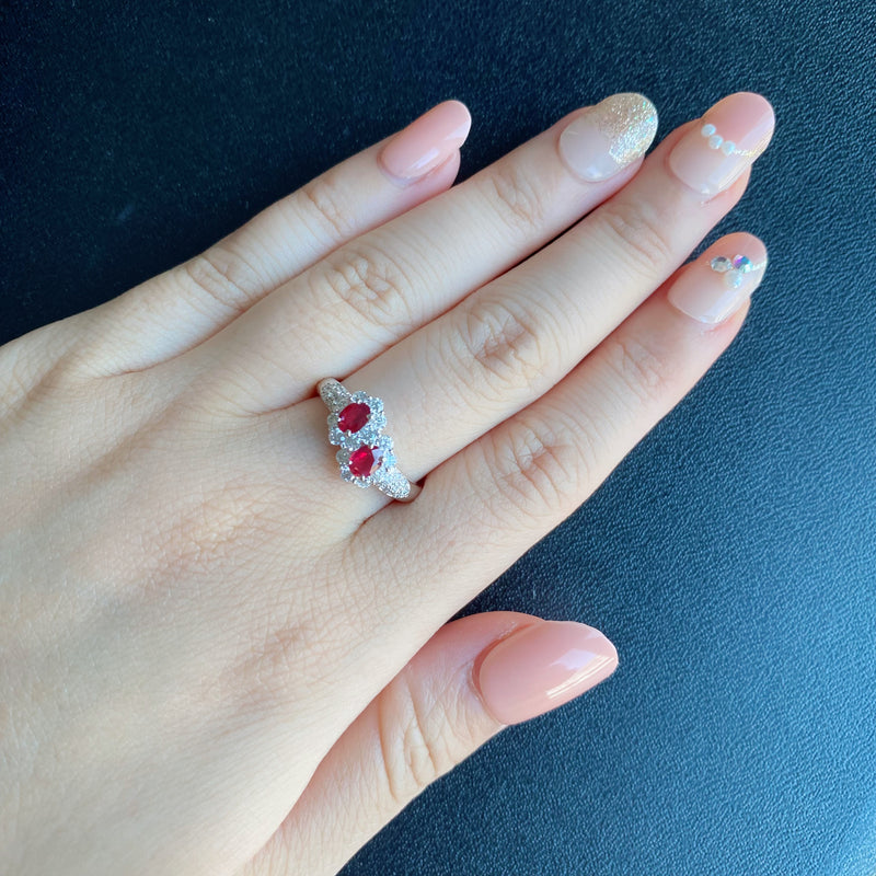 【2石とも 非加熱 ピジョンブラッド】天然ルビー 天然ダイヤモンド リング