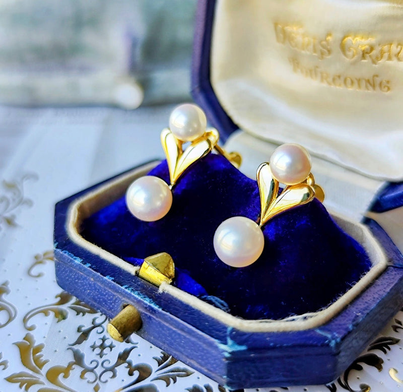 MIKIMOTO ミキモト あこや真珠 ハートモチーフ イヤリング