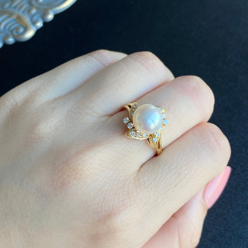 MIKIMOTO ミキモト あこや真珠 天然ダイヤモンド リング