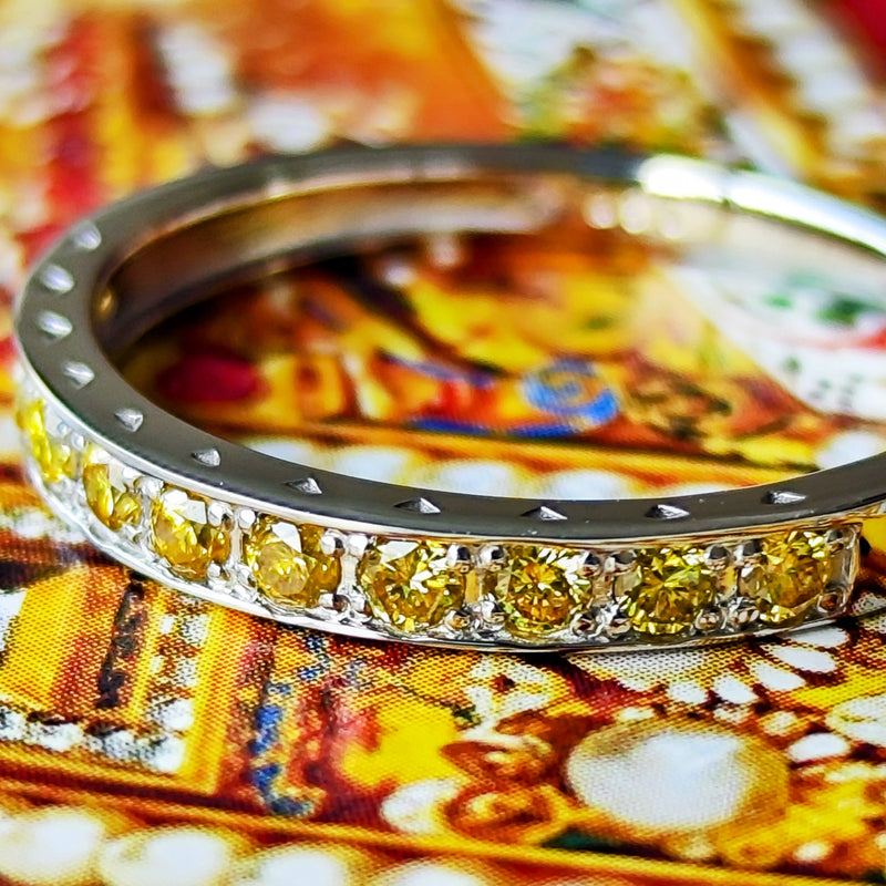 【イエローダイヤ】天然ダイヤモンド ハーフエタニティリング