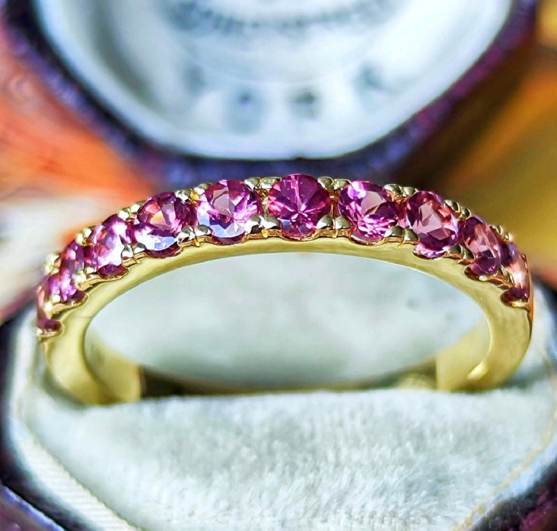 天然マラヤガーネット ハーフエタニティリング