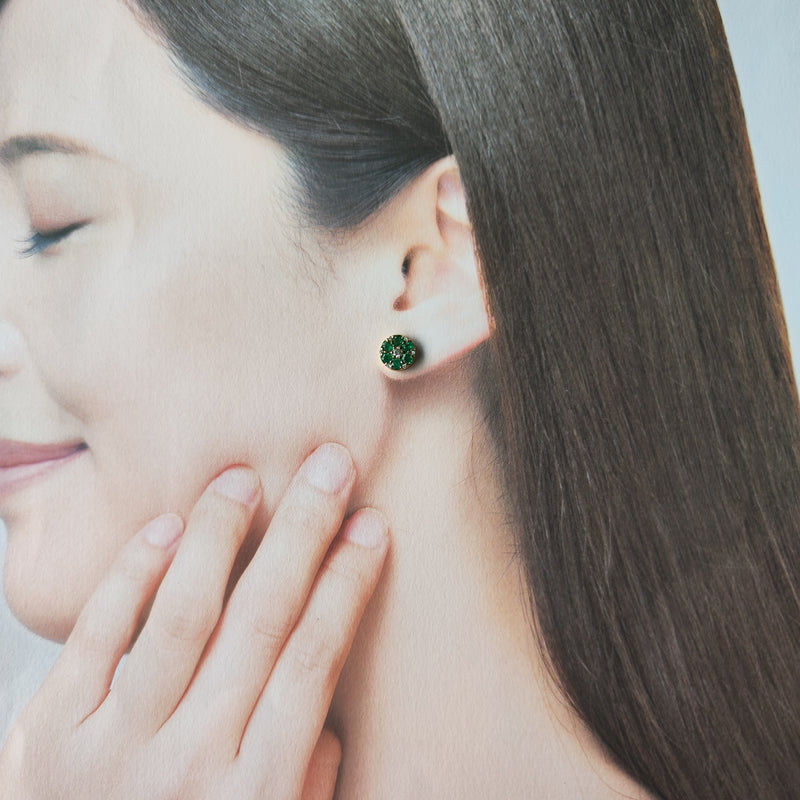 天然エメラルド 天然ダイヤモンド 18金ピアス