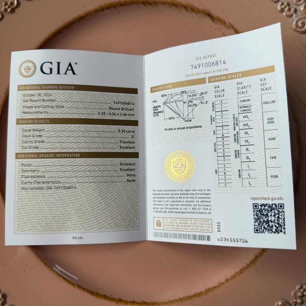 【最高級品質 】天然ダイヤモンド0.30ct フローレス Dカラー 3EX  GIA鑑定書付き