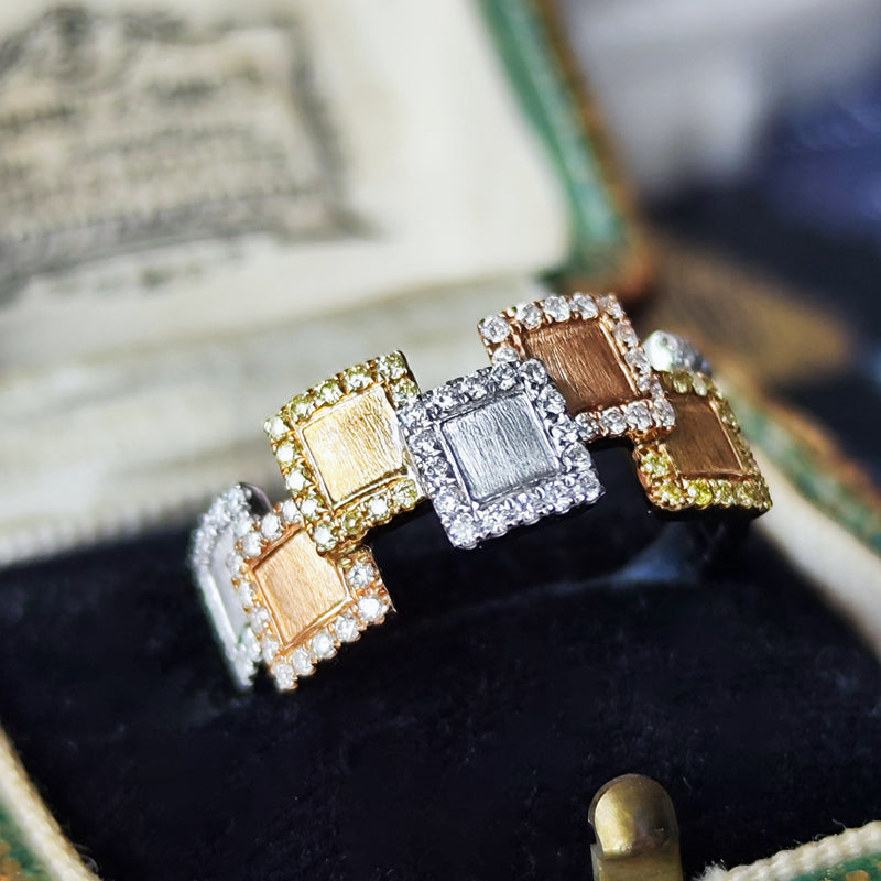 天然ダイヤモンド スリーカラー 18金リング