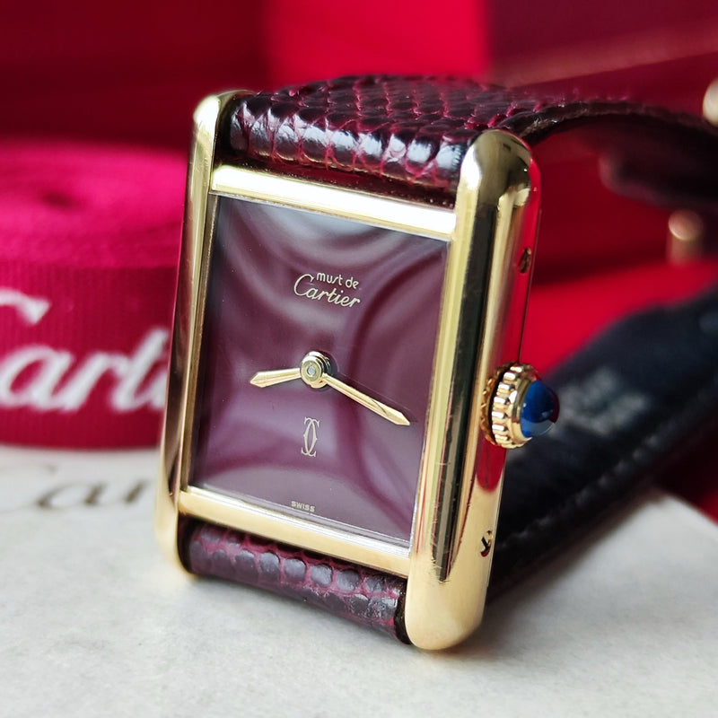 【OH済み】Cartier カルティエ マストタンク ボルドー文字盤 手巻き腕時計