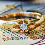 【昭和レトロ】天然ダイヤモンド 菊爪 18金リング