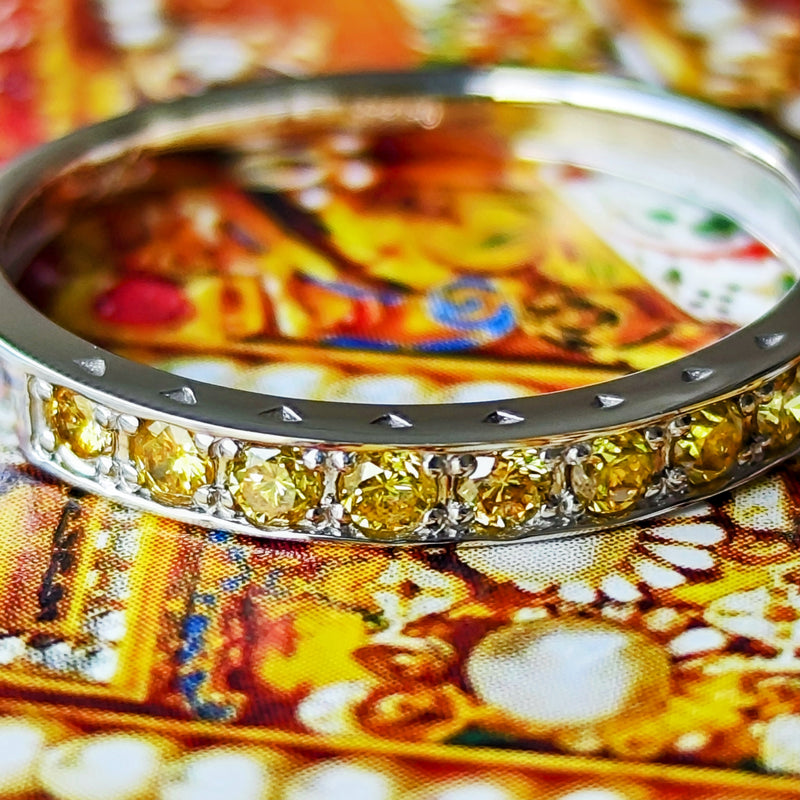 【イエローダイヤ】天然ダイヤモンド ハーフエタニティリング