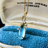 天然アクアマリンキャッツアイ 天然ダイヤモンド ネックレス