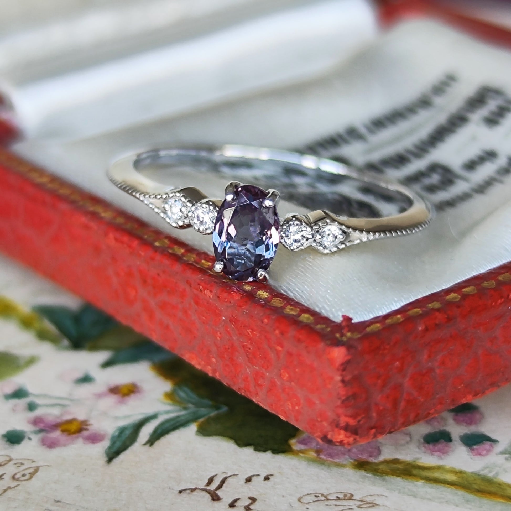 【カラーチェンジ】天然ガーネット 天然ダイヤモンド プラチナリング