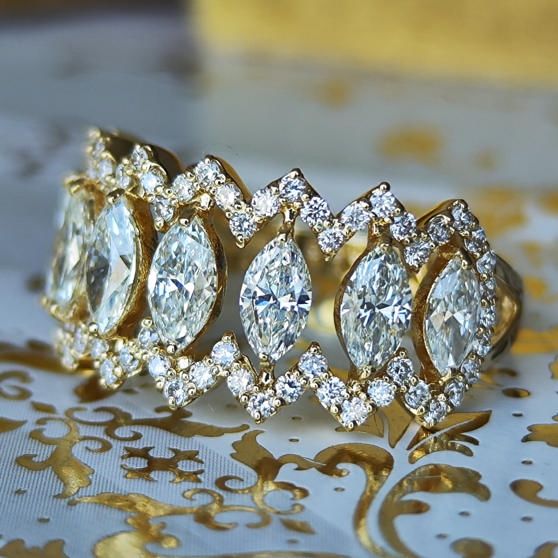 天然ダイヤモンド マーキスカット 0.90ct リング