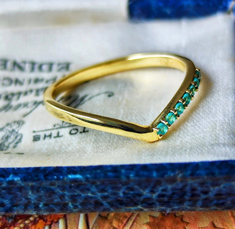 天然パライバトルマリン V字リング 18金 – Mico宝飾店