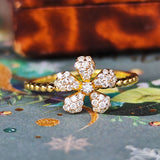 天然ダイヤモンド フラワーモチーフ パヴェ 18金リング