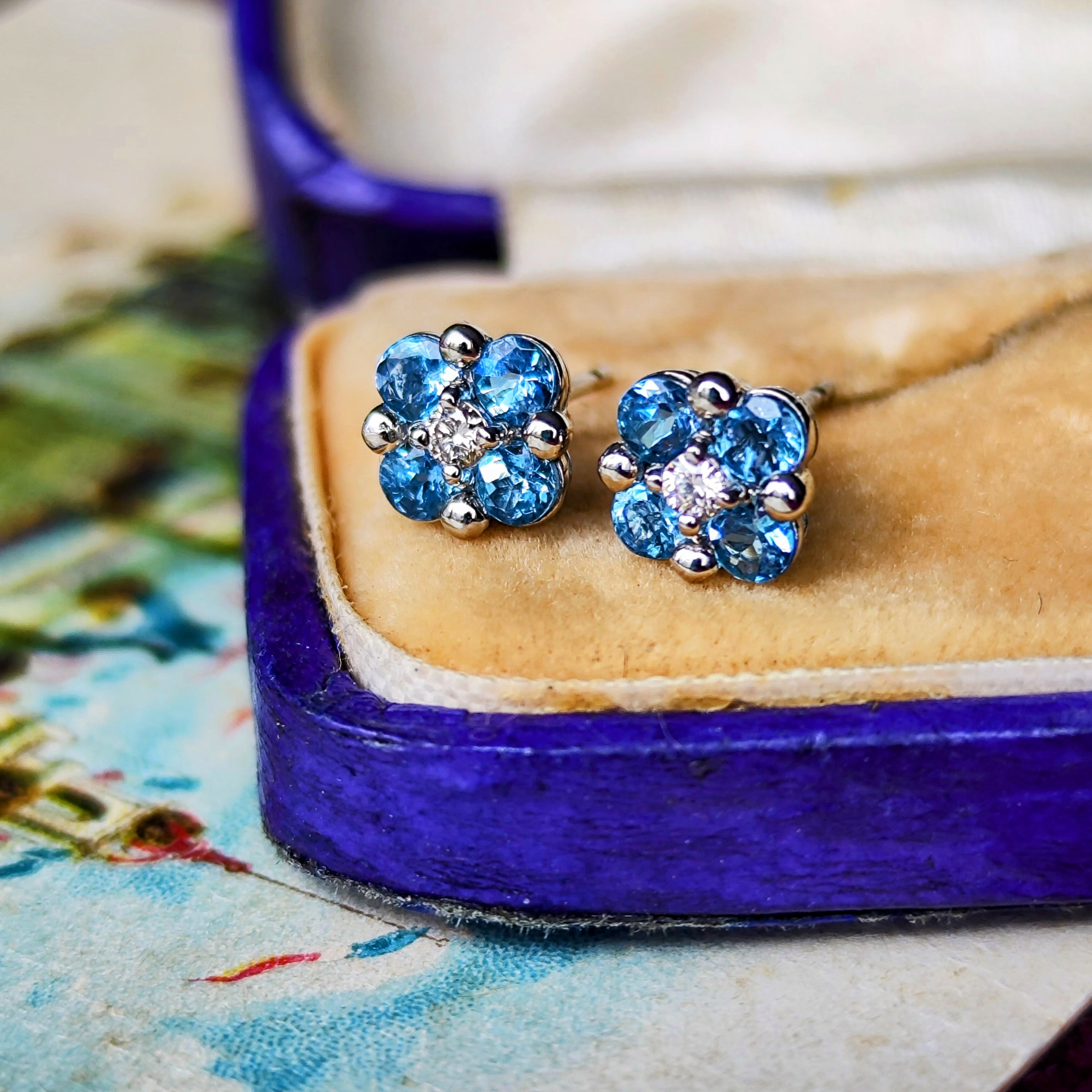 【サンタマリア】天然アクアマリン 天然ダイヤモンド プラチナピアス