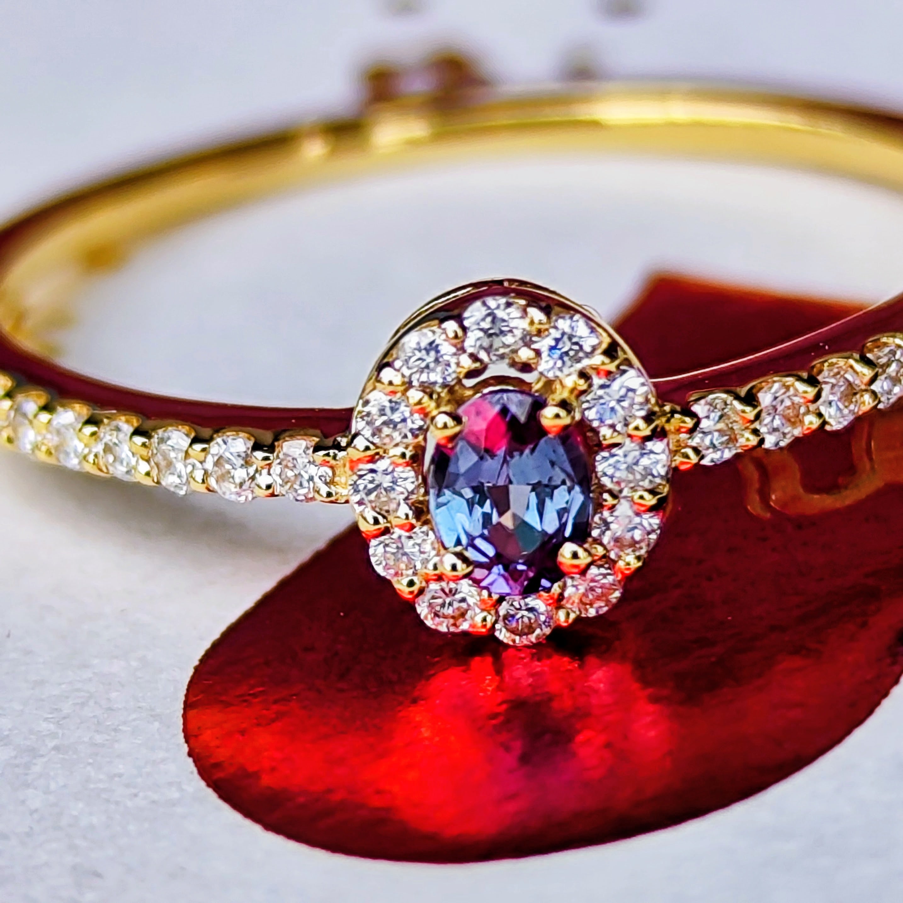天然アレキサンドライト 0.10ct 天然ダイヤモンド 18金リング – Mico宝飾店