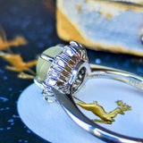 【三越百貨店】天然クリソベリルキャッツアイ 天然ダイヤモンド リング