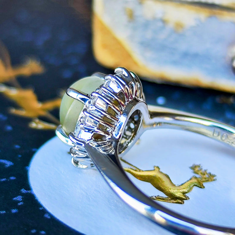 【三越百貨店】天然クリソベリルキャッツアイ 天然ダイヤモンド リング