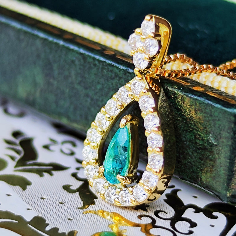 【ブラジル産 非加熱】天然パライバトルマリン 天然ダイヤモンド ネックレス