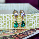 天然エメラルド 天然ダイヤモンド 18金ピアス