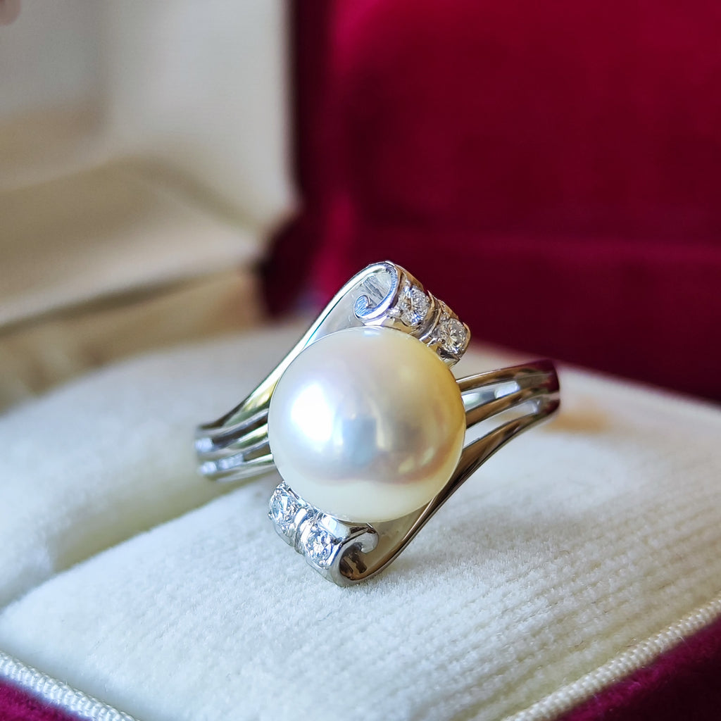 【オールドミキモト 】MIKIMOTO ミキモト あこや真珠 14金WG リング