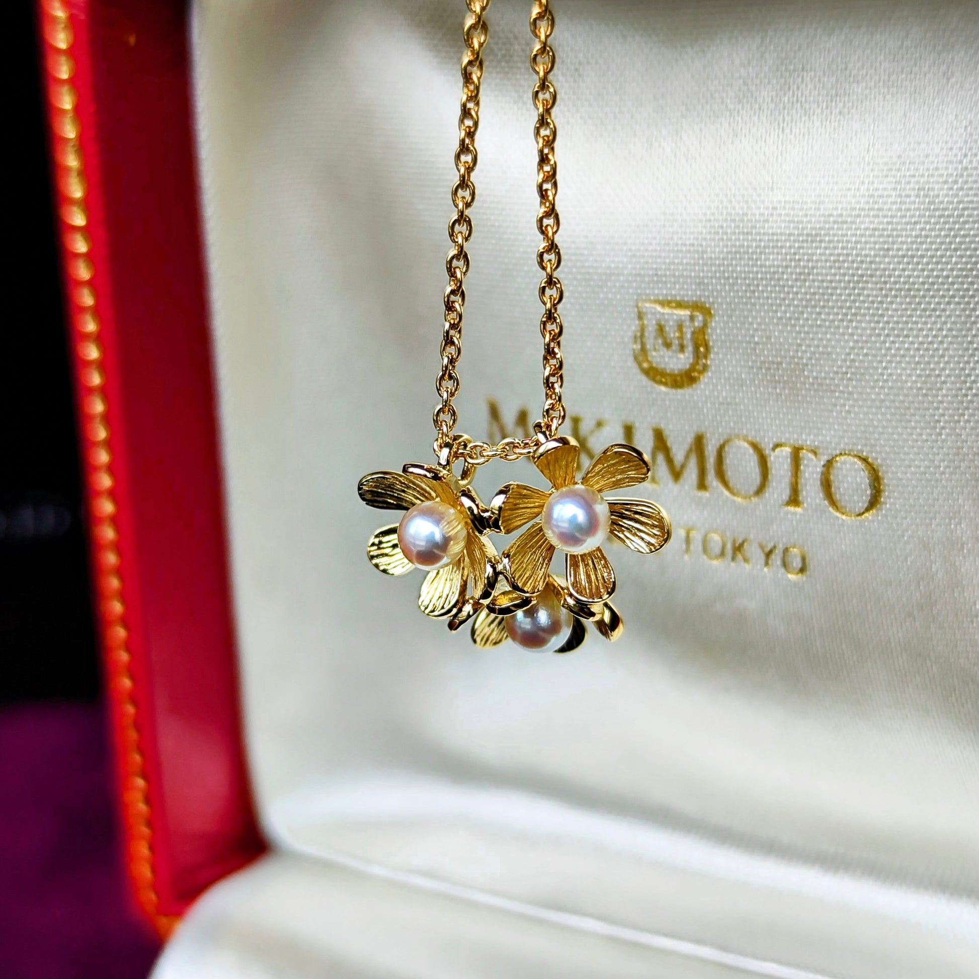 MIKIMOTO ミキモト フラワーモチーフ あこやベビーパール ネックレス