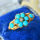 【イギリスアンティーク】トルコ石 天然ローズカットダイヤモンド センチメンタルジュエリー