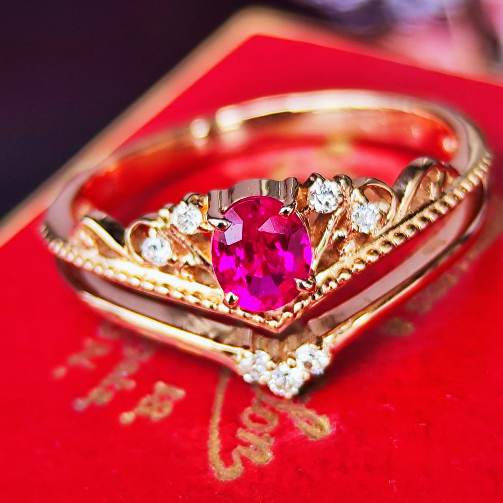 【ビルマ産ルビー】天然ルビー 0.407ct 天然ダイヤモンド